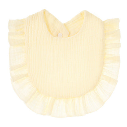 Ruffled Cotton Gauze Lace Bib Saliva Pocket