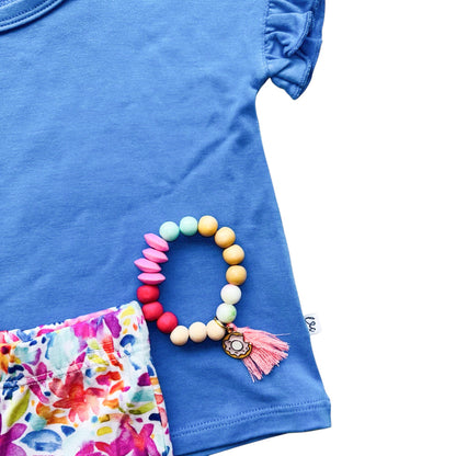 Korrie Purple Bamboo Ruffle Tee
