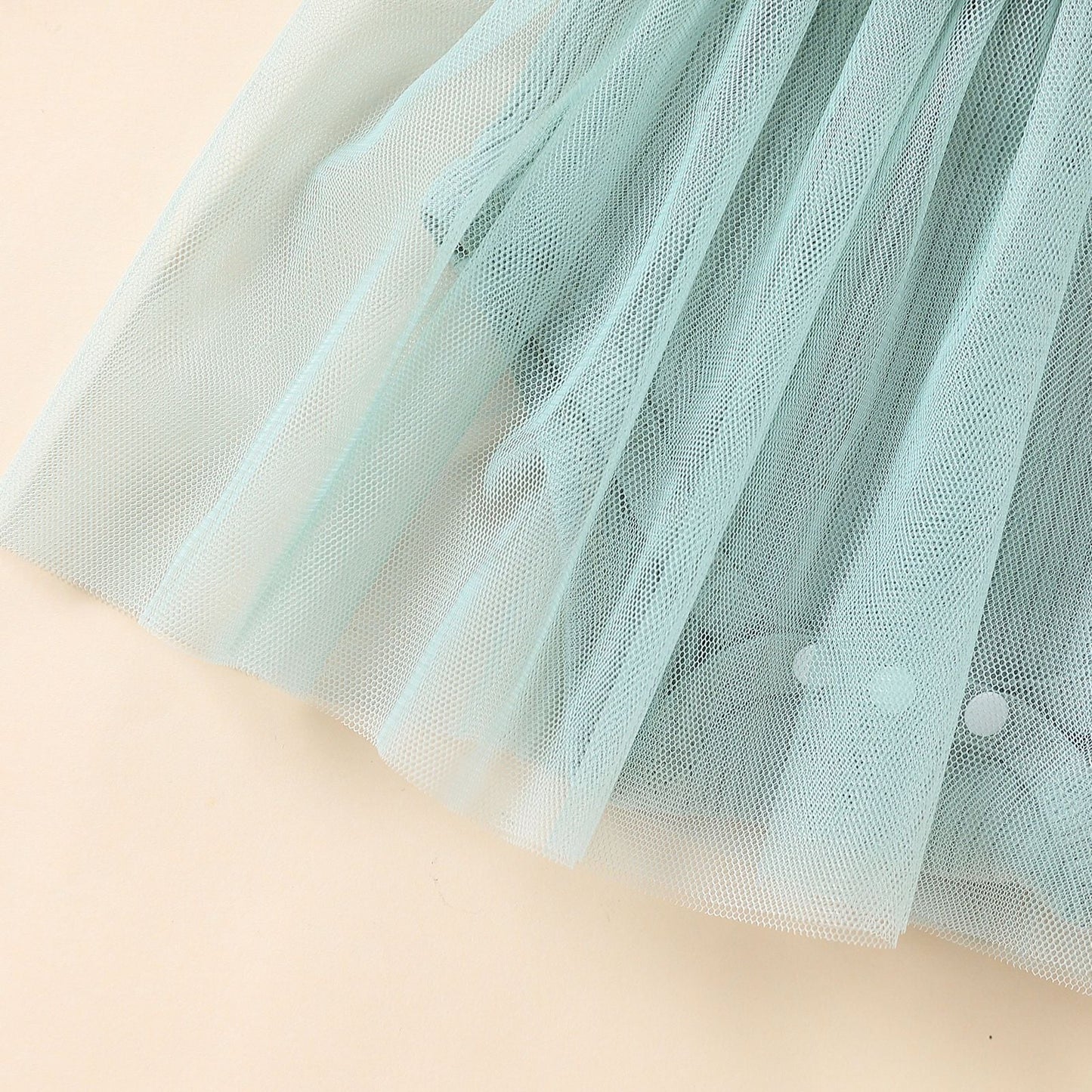 Girls' Multi-color Mesh Flounced Sleeve Short Sleeved Kazakhstan Skirt