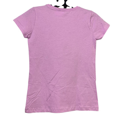 New Upcycled Hand Printed Girls Large 10/12 Purple Dandelion Wish Tee Shirt