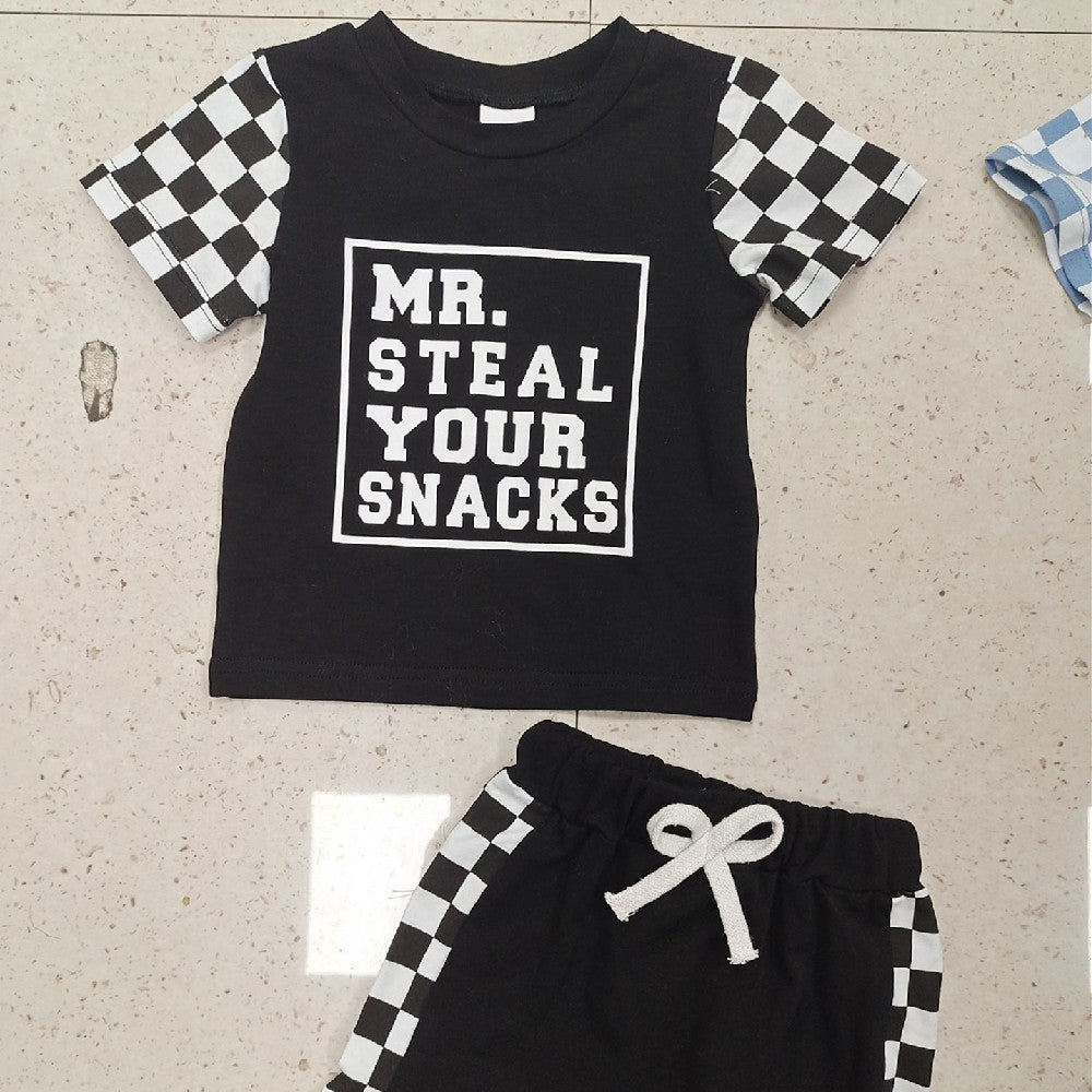Children's Fashion Letter Print Short-sleeve Suit