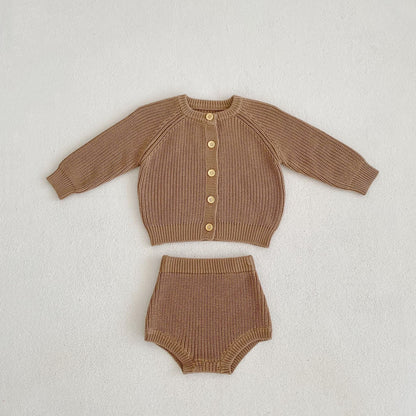 Baby Cotton Yarn Bulky Underpants Cardigan Coat Two-piece Suit