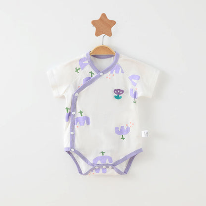 Simple Cartoon Print Summer Baby Rompers Girls Clothing