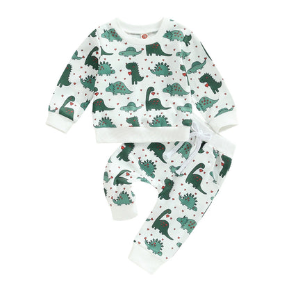 Casual Printed Long-sleeved Sweater Trousers Suit