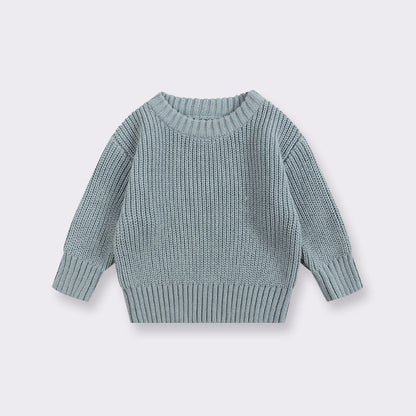 Simple Solid Color Girls' Round Neck Base Knitwear