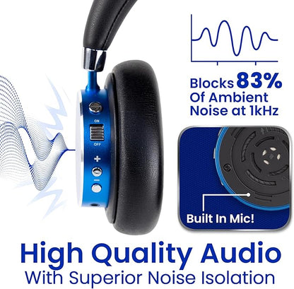 Puro Sound Labs BT2200 Plus Kids Bluetooth Headphones – Volume-Limiting 85dB, Studio-Grade Audio, Over-Ear & Comfy Design, 20-Hour Battery Life, Easy to Connect Wireless Headphones for Kids, Blue