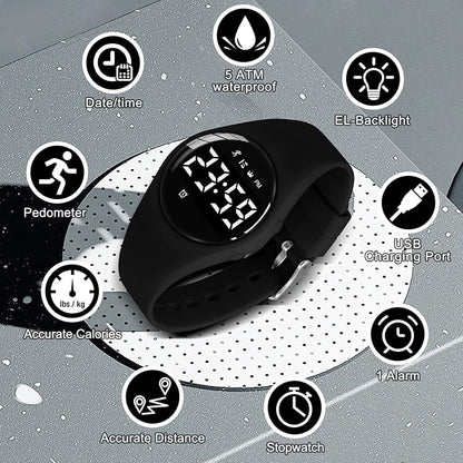 Kids Watches for Girls Boys Digital Sport Watch with Step Counter Pedometer Vibration Alarm Clock, No App Waterproof Fitness Tracker Kids Watch Boys Girls Teens Students Ages 5-16
