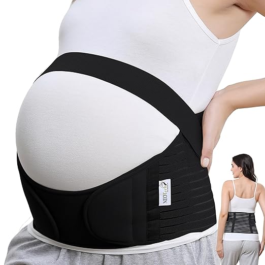 NeoTech Care Pregnancy Support Maternity Belt, Waist/Back/Abdomen Band, Belly Brace (Size L, Black Color)