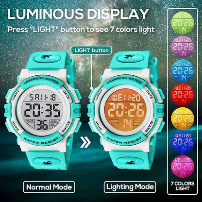 Kids Watch,Boys Watch for 3-15 Year Old Boys,Digital Sport Outdoor Multifunctional Chronograph LED 50 M Waterproof Alarm Calendar Analog Watch for Children with Silicone Band,Kids Gift