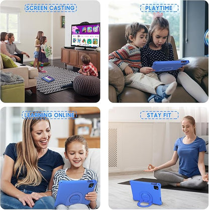 Kids Tablet, 10.1 Inch Android 15 Tablet for Kids, 12GB+64GB, Octa-Core, 6000mAh Battery, WiFi 6, Pre-Installed Kids Apps, Parental Control, ABCmouse for 30-Days Free, with EVA Protective Case (Blue)