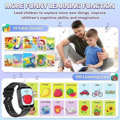 Vakzovy Kids Smart Watch Boys with 26 Puzzle Games HD Touchscreen Camera Pedometer Music Player Flashlight, Kids Toys Birthday Gifts for Boys Age 6-12 Kid Watch Boy 8-10 with Screen Protector