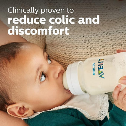 Philips Avent Anti-Colic Baby Bottles, 11oz, with Flow 3 Nipples, 3m+, 4pk, Clear, SCY106/04