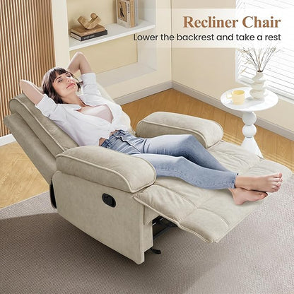Nursery Rocking Chairs,Velvet Rocker Recliner Nursing Chair,Oversized Nursery Recliner Glider Chair with Extra Wide Footrest for Breastfeeding,Beige