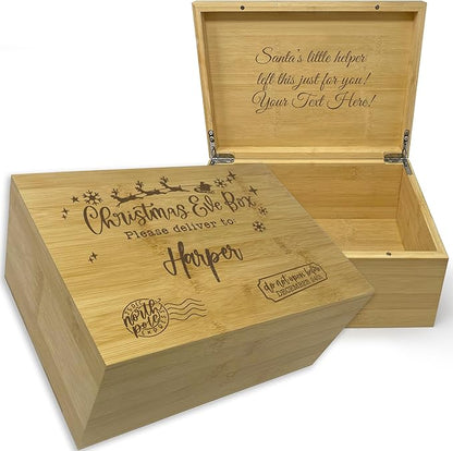 Custom Christmas Eve Box - North Pole Delivery Box - Xmas Gift Boxes for Gifts - Christmas Tree Present Boxes Personalized - Large Santa Storage Chest - Reusable Holiday Decor 11 x 8 x 4.75 in