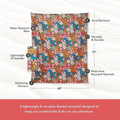 Nomadix Festival Blanket - Perfect for Picnics, Camping, & Lawn Seating - Plush Top & Water Resistant Base - Made with Post Consumer Recycled Materials - Hula Multi - 60x70