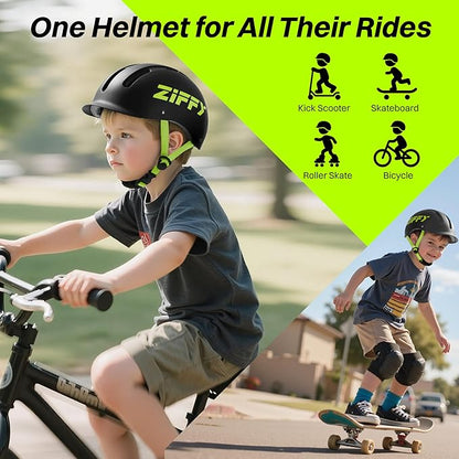 ZIFFY Kids/Toddler Bike Helmet, Adjustable, Lightweight, Safety Certified Scooter Helmet for Boys & Girls with Washable Inner Lining, 2 Sizes, 4 Colors – Fits Toddlers to Youth