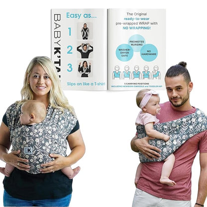 Small-Petite Original Baby K'tan Baby Carrier: #1 Easy Pre-Wrapped, Soft, Slip-On, No Rings, No Buckles | 5 in 1 Baby Sling Gift | Infant Wrap for Newborn to Toddler up to 35lb Women 2-4, Men up to 36