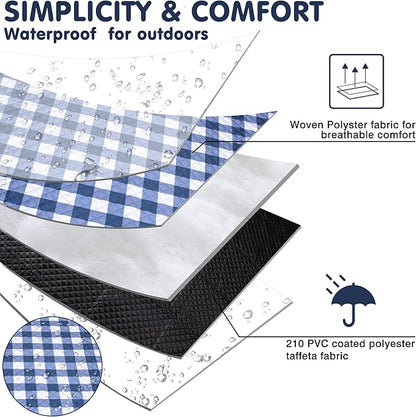 Extra Large Picnic Blanket 80''x 80'' Waterproof Foldable Picnic Mat for Beach, 5-Layer Outdoor Blanket for 6 to 8 Adults,Camping Grass Lawn Park Accessories Couple Park Wedding Registry(Navy Blue)