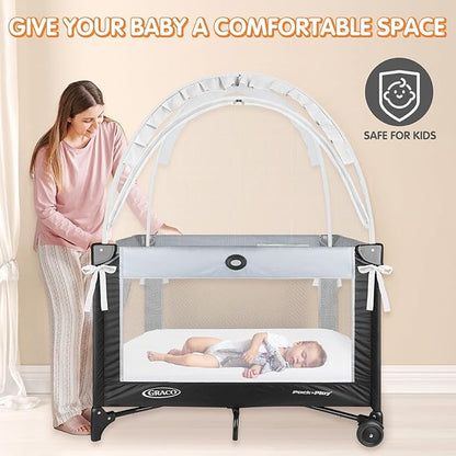 Pack N Play Tent - Mini Crib Tent to Keep Baby from Climbing Out - Crib Net to Keep Baby in - Pop Up Breathable Cribs Cover - Canopy with Upgrade Strong Mesh and Durable Zipper (White, Small)