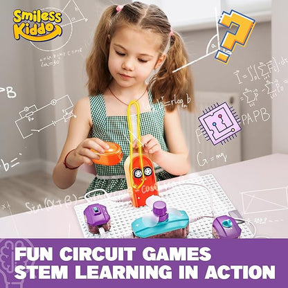 Circuit Board for Kids, SMILESSKIDDO 34 PCS DIY Electronics Exploration Kit with 70+ Projects, Physics Science Experiments Kit, School Family STEM Kits Educational Toy Gift for Kids 6+