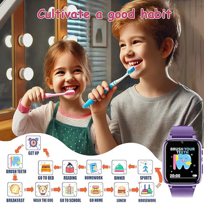 Goodatech 1.69'' Kids Smart Watch for Kids Boys Girls, HD Camera,26 Puzzle Games,Video Music Player,Pedometer,Flashlight,Alarm Clock, Christmas Birthday Gifts for 4-12 Years Children (Purple)