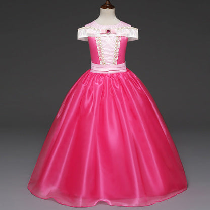 Princess Dress Inserted Beads Bright Silk Performance Dress