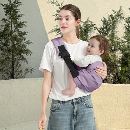 Baby Sling Carrier, Toddler Carrier Sling with Double Safety Buckle and Adjustable Shoulder Strap(7-30lbs), Baby Carriers One Size Fits All, Purple