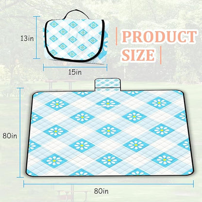 Extra Large Picnic Blanket Waterproof,80"x 80"Foldable Machine Washable Beach Blankets,Outdoor Blanket for 6-8 Adults,Picnic Mat Suitable for Indoor Crawling,Park Beach,Camping,Hiking,Travel( Blue)