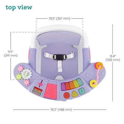 Infantino Music & Lights 3-in-1 Discovery Seat & Booster, Toddler Booster Seat for Dining Table or Kitchen Chair, Baby Activity Center & Snack Tray, Lavender