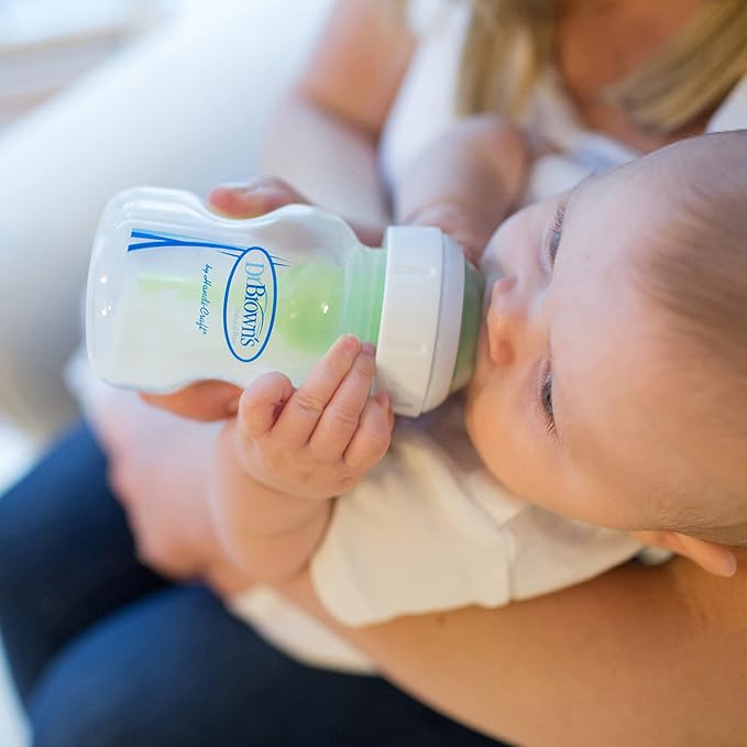 Dr. Brown's Natural Flow Anti-Colic Options+Wide-Neck Baby Bottle, 5 oz/150 mL, Level 1 Nipple, 1-Pack, 0m+
