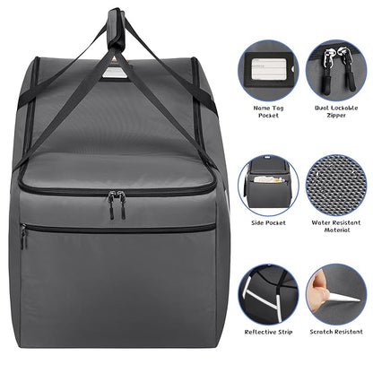 Infant Car Seat Travel Bag for Airplane Compatible with All Nuna Pipa Car Seat and Base,Chicco KeyFit 30 and Base, Padded Car Seat Bags for Air Travel,Car Seat Gate Check Bag with Side Pocket, Gray