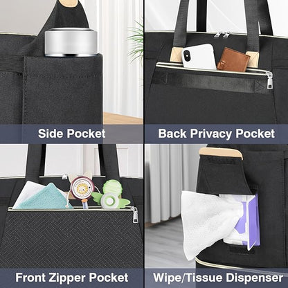 ITIEZY Diaper Bag Tote for Baby - Large Mommy Bag with Portable Changing Pad Pacifier Case, Hospital Bags Travel Baby Bag