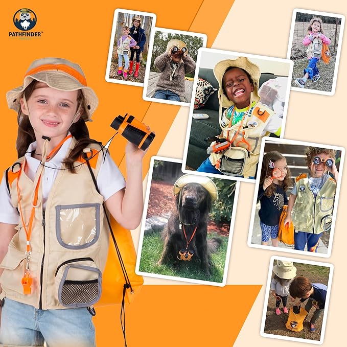 Kids Explorer Kit with Safari Vest & Hat for 3-12 Year Old Boys & Girls - Safari Costume Kids, Zoo Keeper, Paleontologist, Bug Kit & More - Giftable STEM Outdoor Explorer Kit for Kids + Bug Ebook