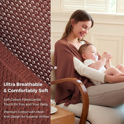 Momcozy Nursing Cover for Breastfeeding, Soft Privacy Poncho, Multi-Use Nursing Shawl, Portable Breast Feeding Covers for Women, Includes Laundry Bag (Rose Taupe)