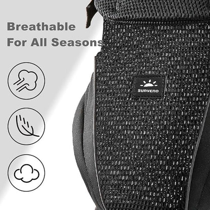 SUNVENO Baby Carrier for Newborn to Toddler – CPC-Certified Breathable Mesh Hip Seat Carrier, Supports 7-45 lbs for Front & Back Carry with Adjustable Waistband, All-Season, Black