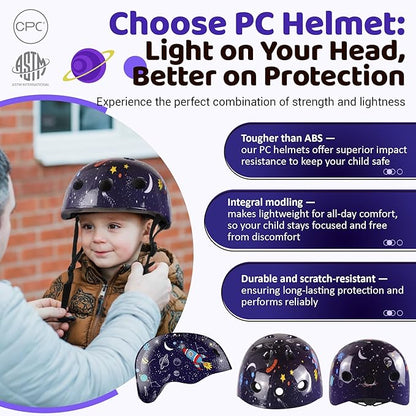 Vvinca Kids Toddlers Bike Helmet Adjustable for Ages 3-5-8 Years, Knee Pads and Elbow Pads Set Wrist Guard Sports Protective Gear Set for Roller Skate Bicycle Skateboard Scooter Girl Boy Birthday Gift