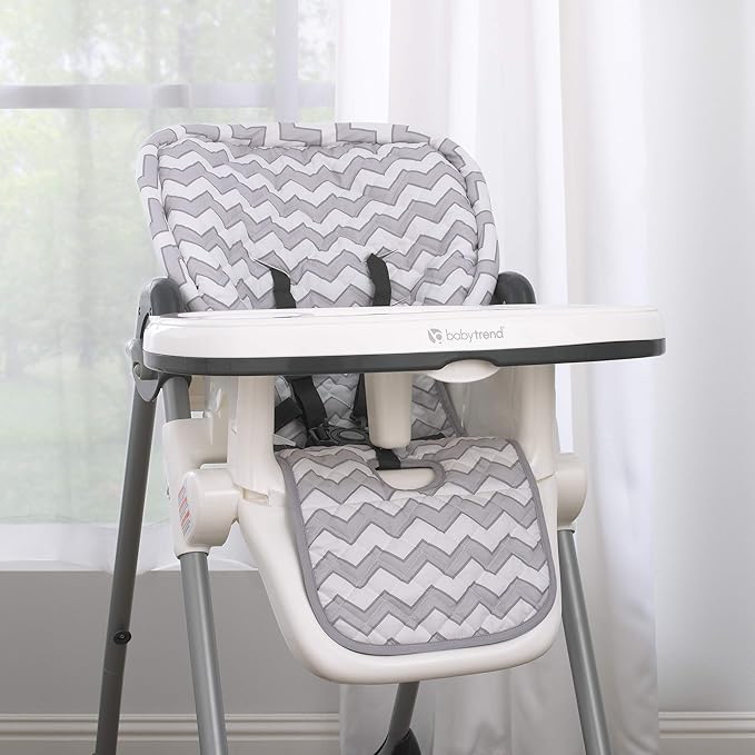 – Soft Gray and White Chevron High Chair Pad | Easy to Install Replacement Cushion | Fits Most 3-5 Point Harness High Chairs
