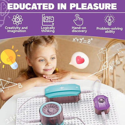 Circuit Board for Kids, SMILESSKIDDO 34 PCS DIY Electronics Exploration Kit with 70+ Projects, Physics Science Experiments Kit, School Family STEM Kits Educational Toy Gift for Kids 6+
