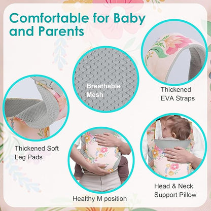 Baby Carrier Newborn to Toddler, Ergonomic Adjustable Toddler Carriers for 7-66 Lbs, Cozy Lightweight Infant Carrier with Neck Support, Baby Holder Carrier with Lumbar Support for Mom Dad