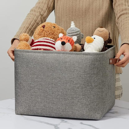DULLEMELO Grey Storage Baskets for Organizing 2 Pack 16"x12"x12" Fabric Shelf Baskets for Gifts Empty Large Storage Organizer for Closet,Clothes,Toys,Bedroom (Grey)