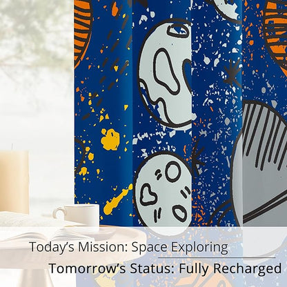 Kids Space Planet Blackout Curtains - 100% Blackout, Thermal Insulated, Noise Reducing, Perfect for Kids Room and Nursery, 2 Panels (Space-is-Great, W52×L63)