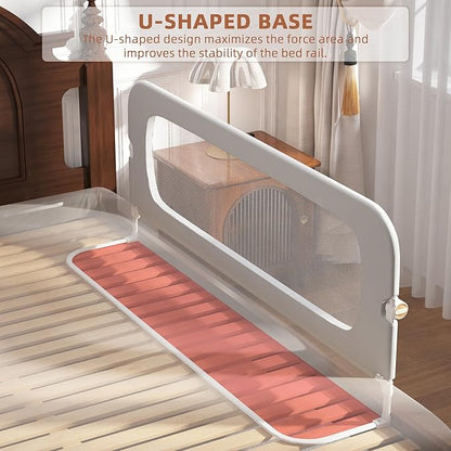 Bed Rail for Toddlers, Baby Bed Rail Guard for Kids, Toddler Bed Rails with Reinforced Anchor Fit, Height Adjustable & Foldable Bed Rail Guard for Twin, Full, Queen & King Beds (Grey, 59IN)