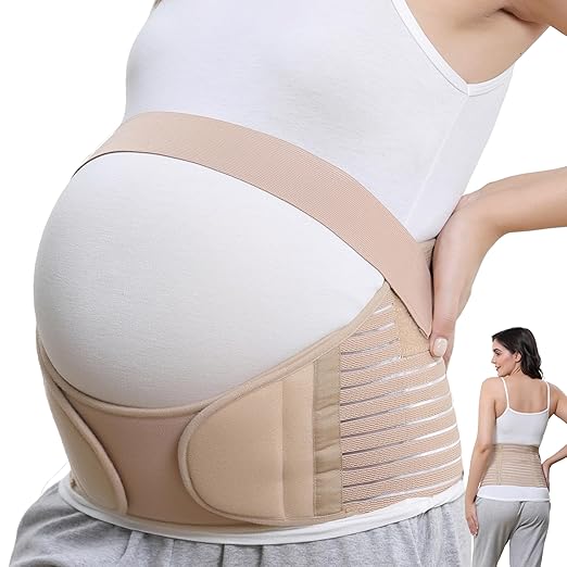 NeoTech Care Pregnancy Support Maternity Belt, Waist/Back/Abdomen Band, Belly Brace (Size L, Beige Color)