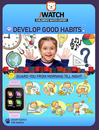 Kids Smart Watch for Boys Girls 6-12 with Pedometer Audio Book Camera Music Player Birthday Present Christmas (Silver Frame Purple)……