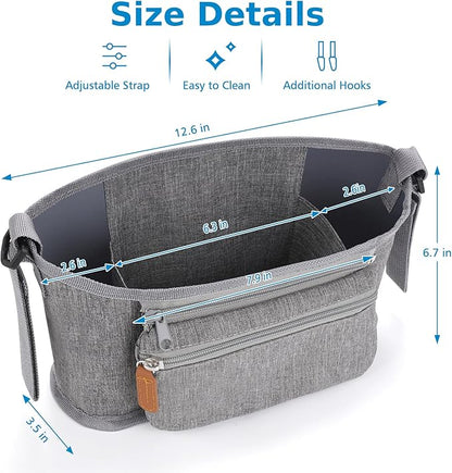 Accmor Universal Stroller Organizer with Detachable Phone Bag, Stroller Bag Caddy Organizer Stroller Accessories for Uppababy, Baby Jogger, Nuna, Doona, Britax Strollers