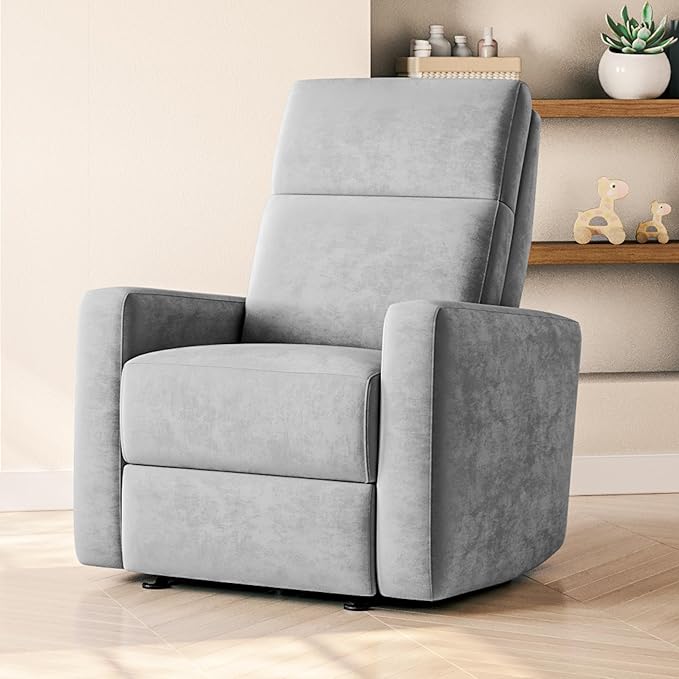 Nurture& The Glider – Premium Power Recliner Nursery Chair with Stationary Headrest | Designed for Comfort and Simplicity | Built-in USB Charger
