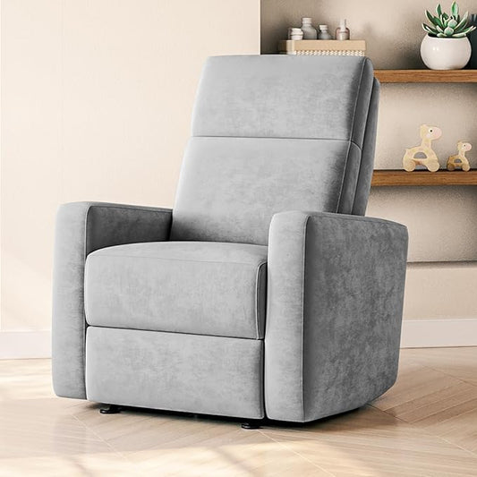 Nurture& The Glider – Premium Power Recliner Nursery Chair with Stationary Headrest | Designed for Comfort and Simplicity | Built-in USB Charger