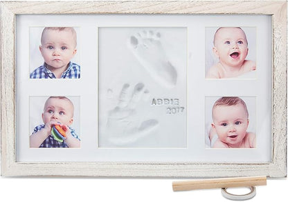 Little Hippo Baby Footprint Kit & Keepsake | Baby Handprint Kit | Baby Hand and Footprint Kit (Rustic White, Large)