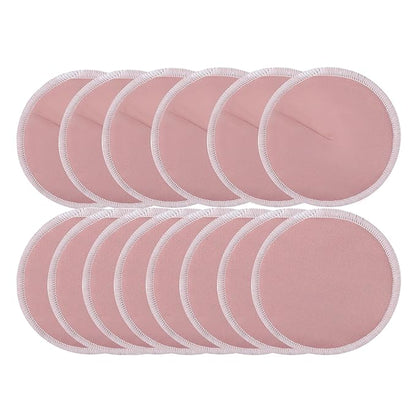 wegreeco Nursing Breast Pads (14 Pack) + Laundry Bag & Travel Storage Bag, 4.7 inch - Washable & Reusable Breastfeeding Nursing Pads (Mild Pink, Large, Contoured & Plain Shape)