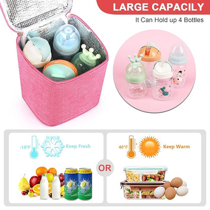 Accmor Breastmilk Cooler Bag, Baby Bottle Cooler Bags, Insulated Tote Bags On The Go, Fits 4 Large 8oz Bottles, for Nursing Mom Daycare Travel
